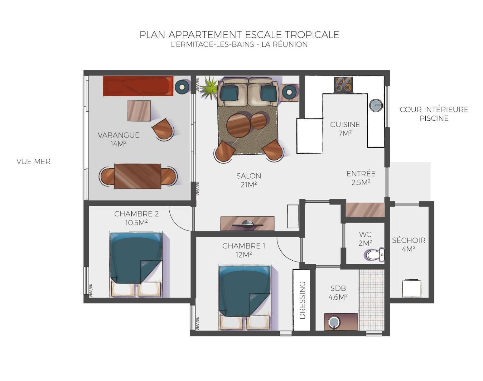 Escale Tropicale, Appart Vue Mer A 2 Min Du Lagon Apartment Saint-Gilles-les Bains Bagian luar foto